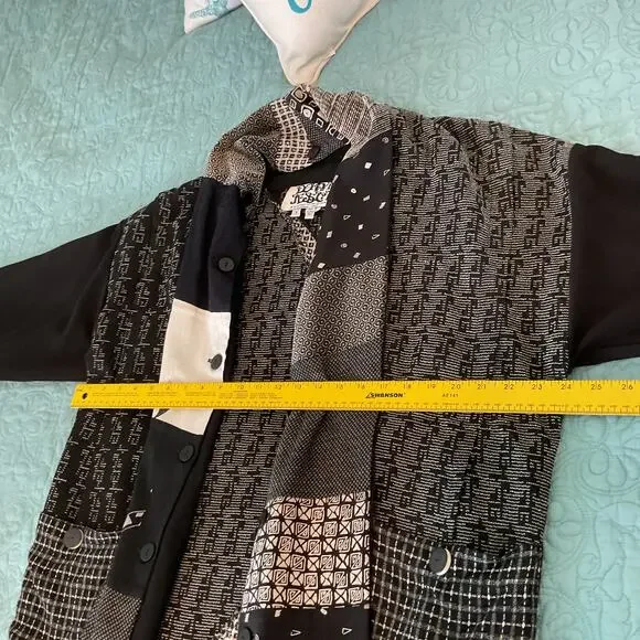 Vintage Donna Jessica Boho Art To Wear Patchwork Blazer Black and White Size 1 - Picture 11 of 12